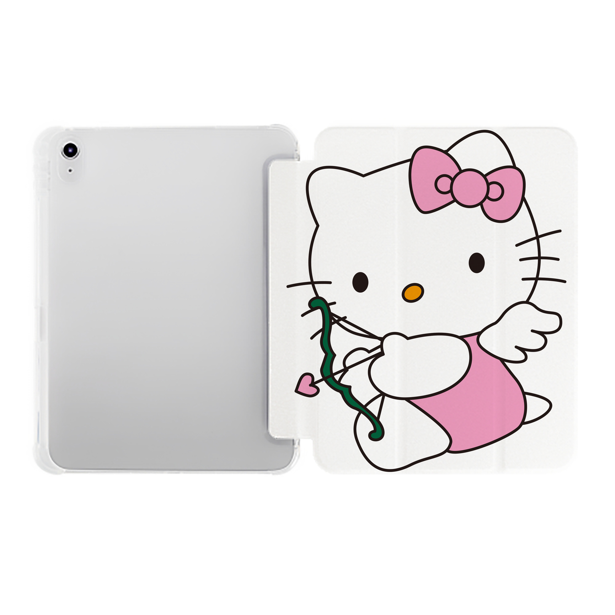 （画像用） Hello Kitty ハローキティ IPad ケース ペン収納付き 三つ折りスタンド PUレザー×シリコン 対応機種9.5/10.5/10.9インチ